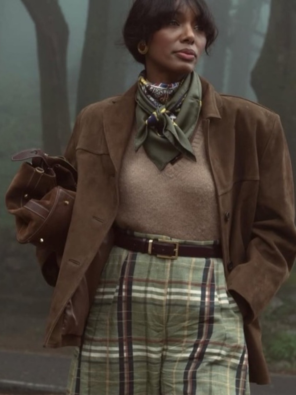 Zara NWT ZW Collection linen blend checkered plaid pants 8371/029 - Picture 3 of 12